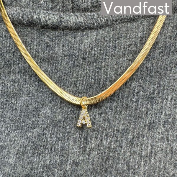 ANNEBRAUNER Snake Letter Necklace (Med Forlænger) - A