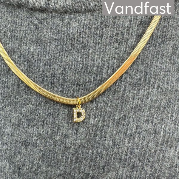 ANNEBRAUNER Snake Letter Necklace (Med Forlænger) - D