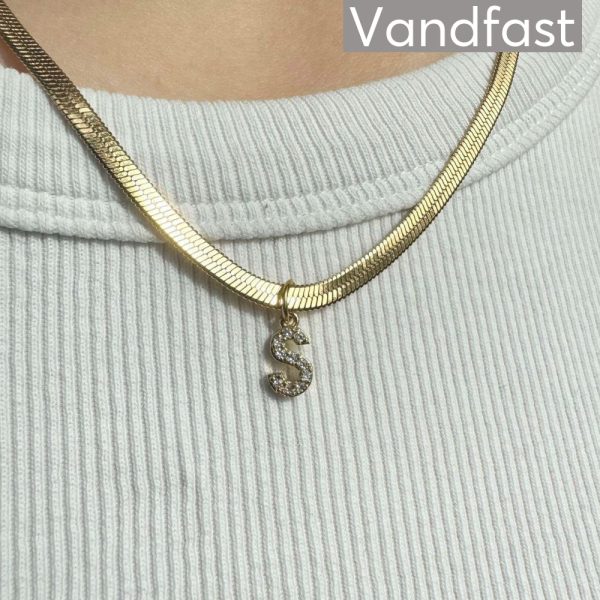 ANNEBRAUNER Snake Letter Necklace (Med Forlænger) - S